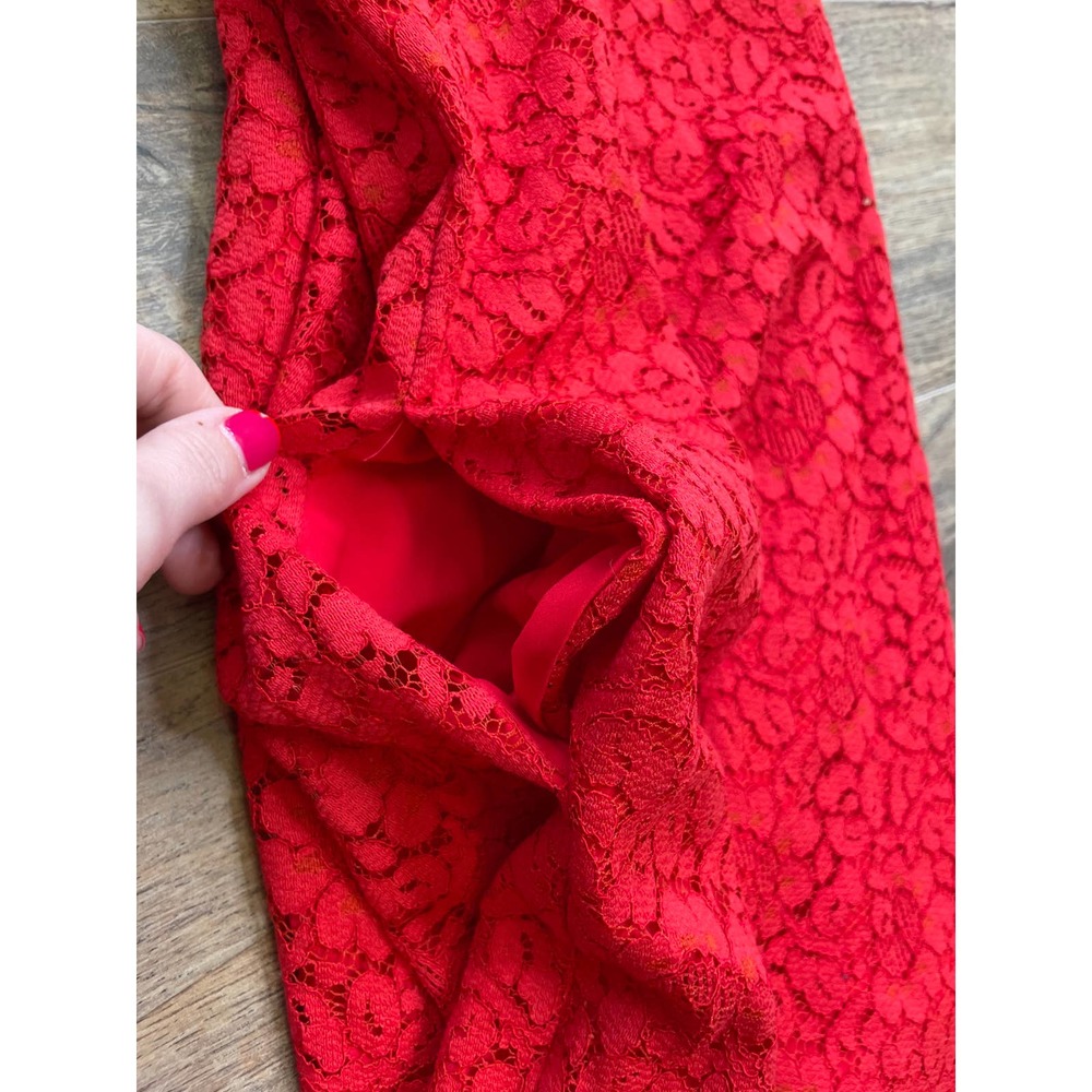Banana Republic Flutter Sleeve Polo Red Lace Shift Dress (S) - Picture 4 of 6